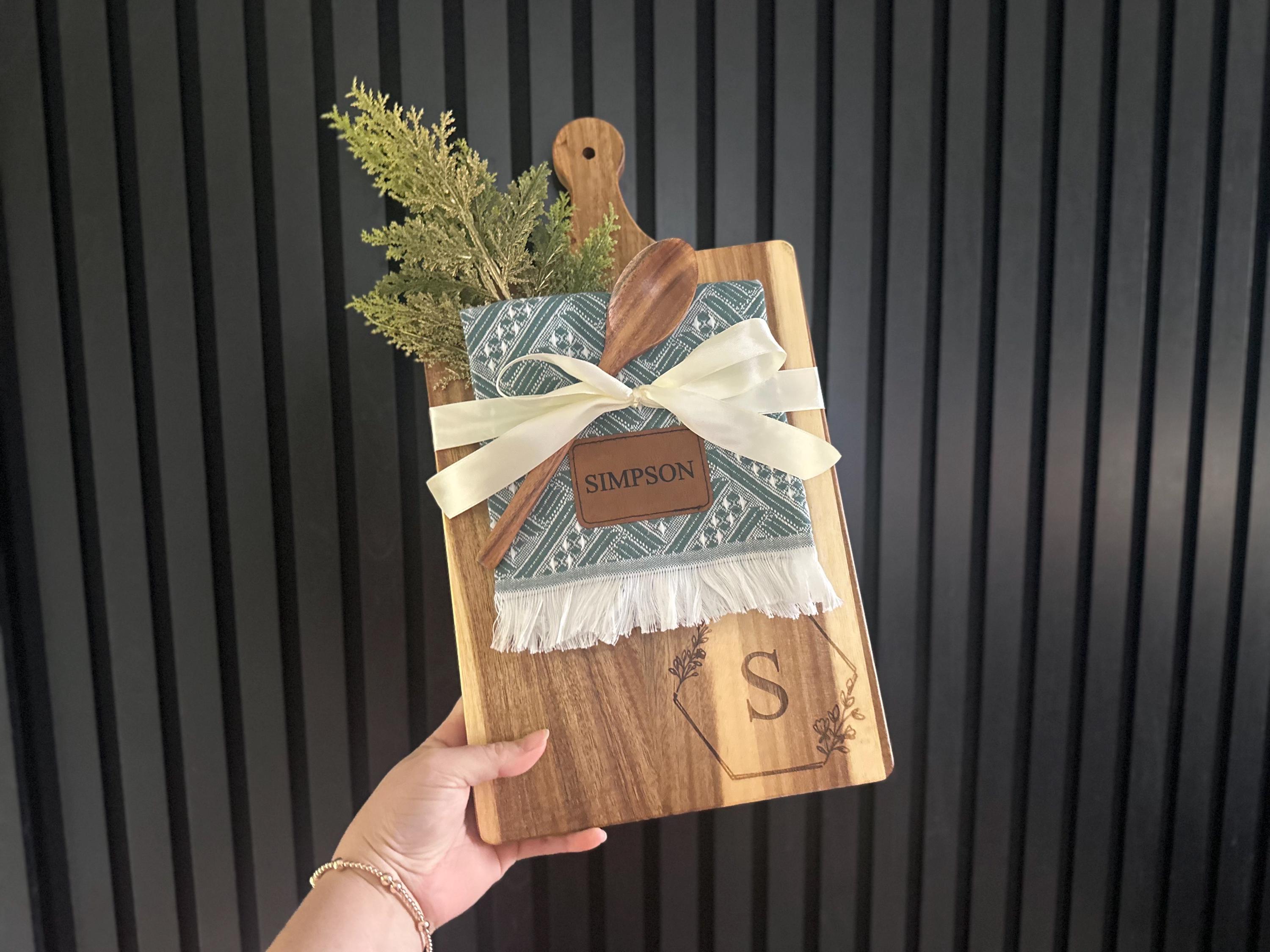 Personalized Wooden Serving Board & Spoon Gift Set