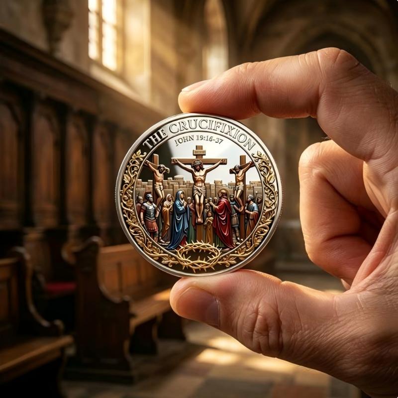 Jesus Crucifixion Christian Challenge Coin, Religious Collectible Faith Gift