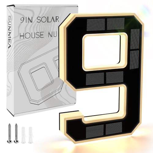 Solar LED House Numbers with Intelligent Light Control, IPX4 Waterproof Illuminated Address Sign