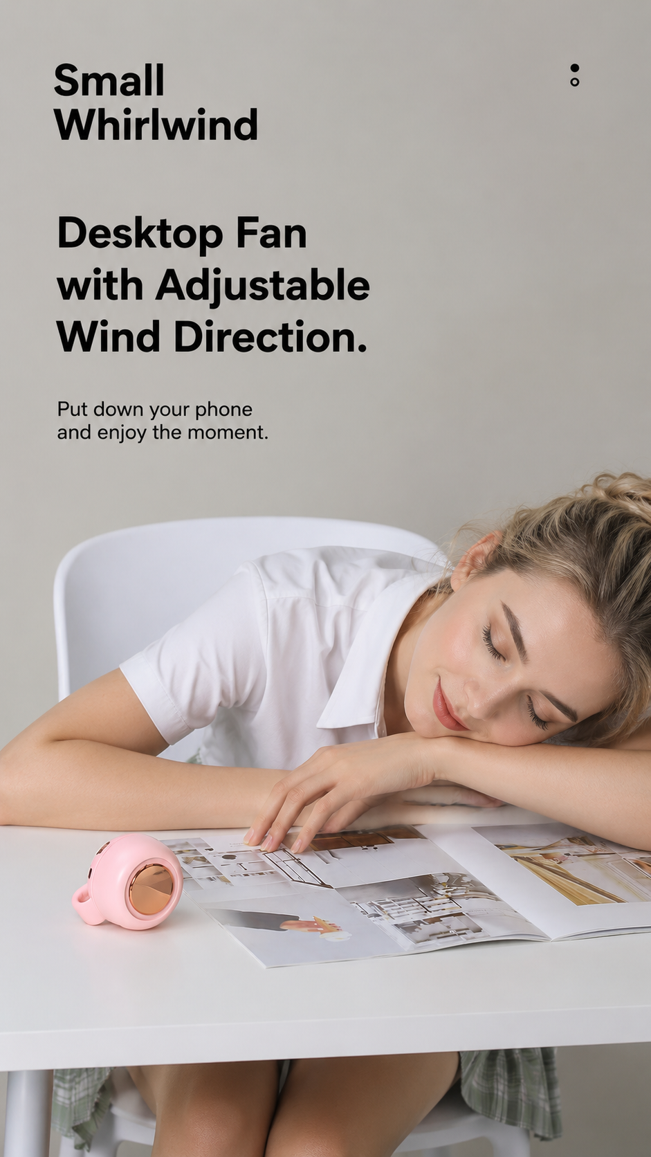 Portable Mini Turbo Fan, 360° Adjustable USB Rechargeable Personal Cooling Fan for Travel, Outdoor, Office