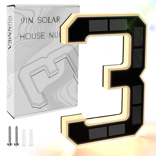 Solar LED House Numbers with Intelligent Light Control, IPX4 Waterproof Illuminated Address Sign