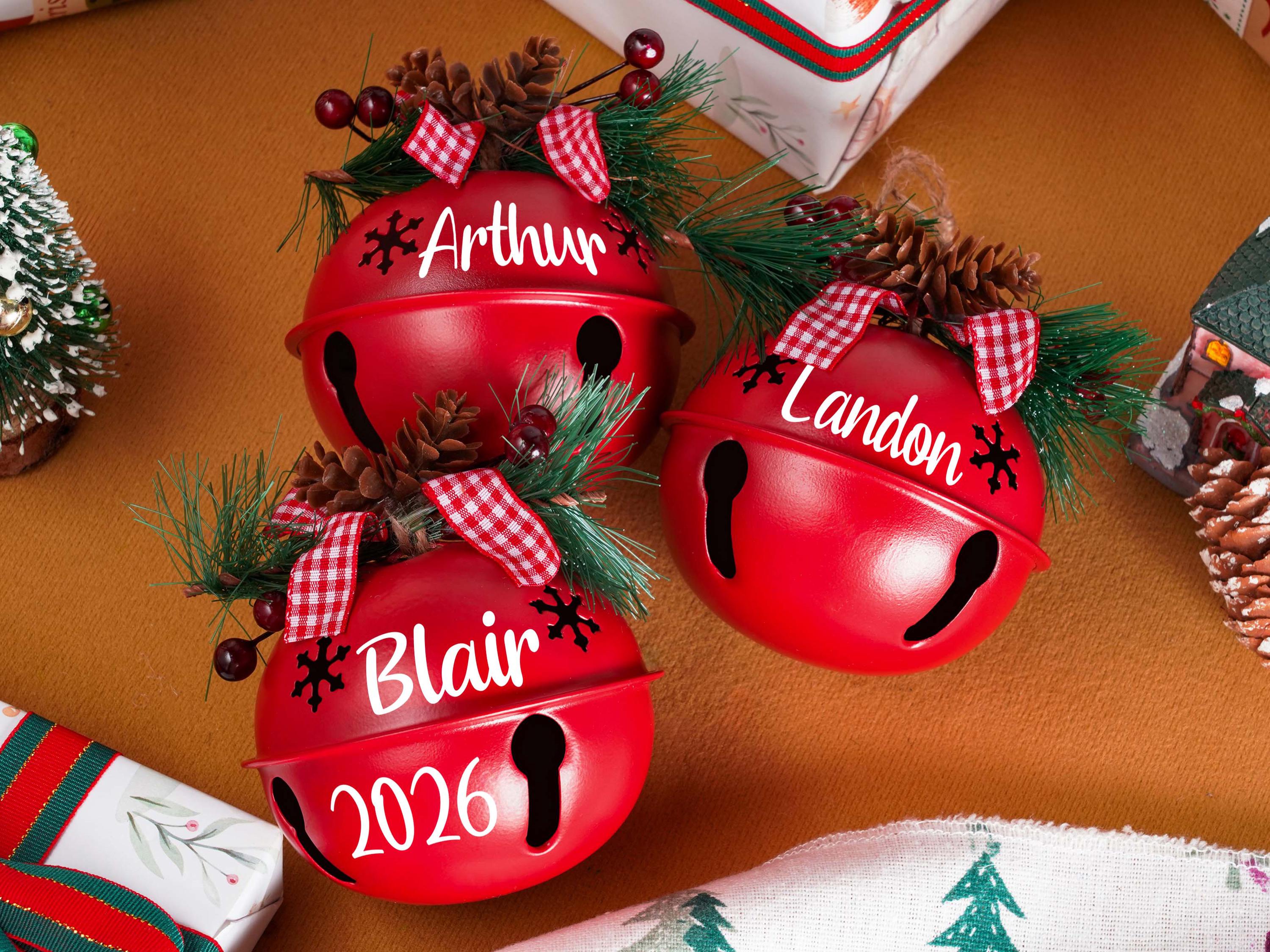 Personalized Christmas Bell Ornaments – Custom Name & Year Holiday Tree Decoration