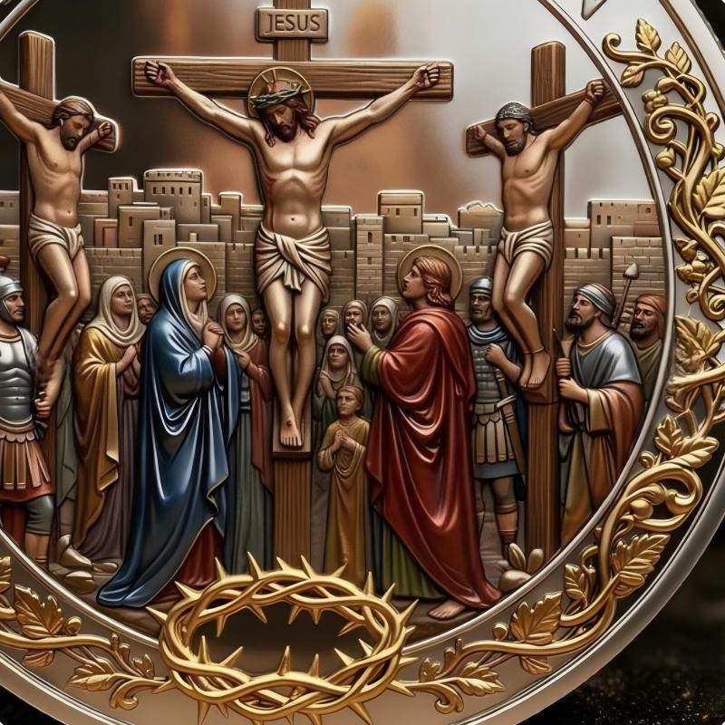 Jesus Crucifixion Christian Challenge Coin, Religious Collectible Faith Gift
