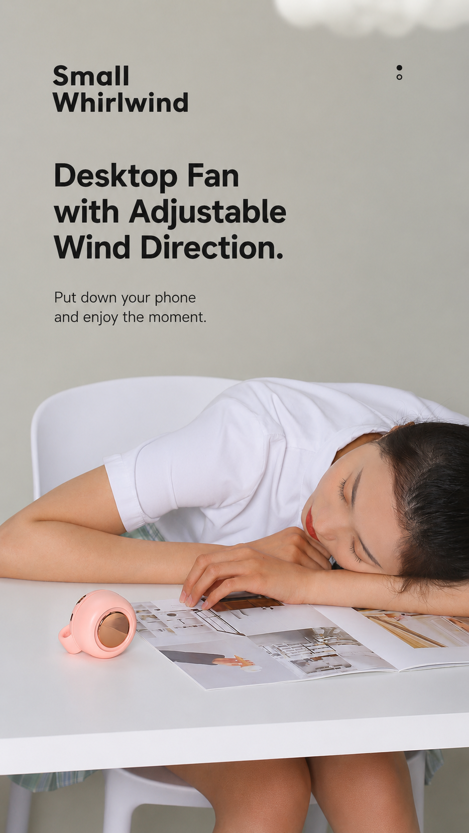 Portable Mini Turbo Fan, 360° Adjustable USB Rechargeable Personal Cooling Fan for Travel, Outdoor, Office