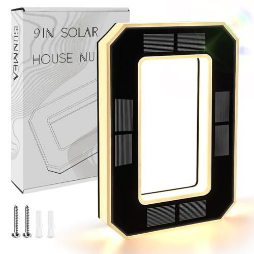Solar LED House Numbers with Intelligent Light Control, IPX4 Waterproof Illuminated Address Sign