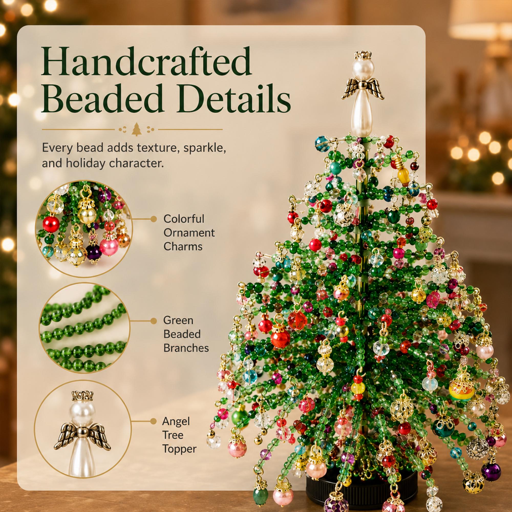 DIY Beaded Christmas Tree Kit – Handmade Holiday Decoration Craft Set