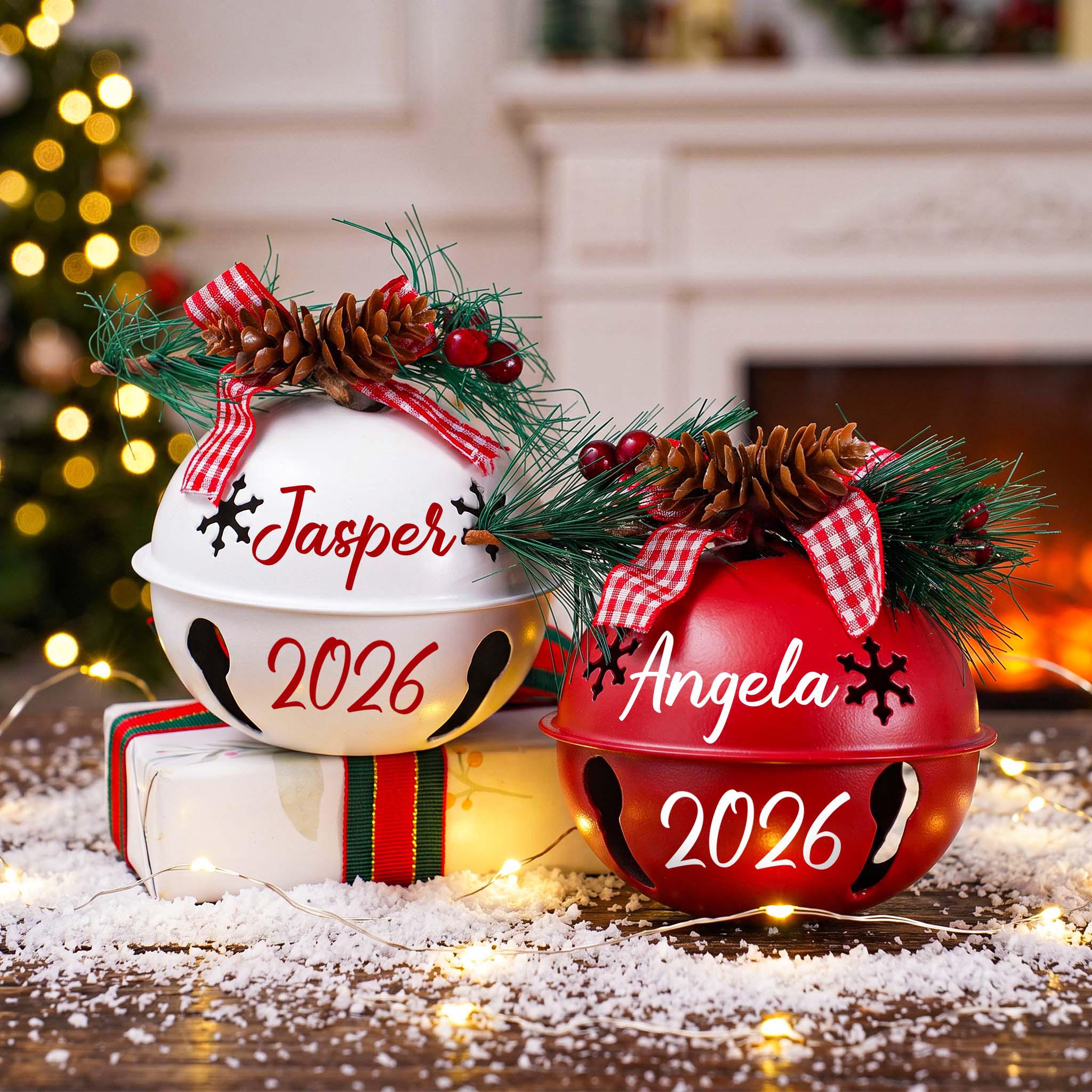 Personalized Christmas Bell Ornaments – Custom Name & Year Holiday Tree Decoration