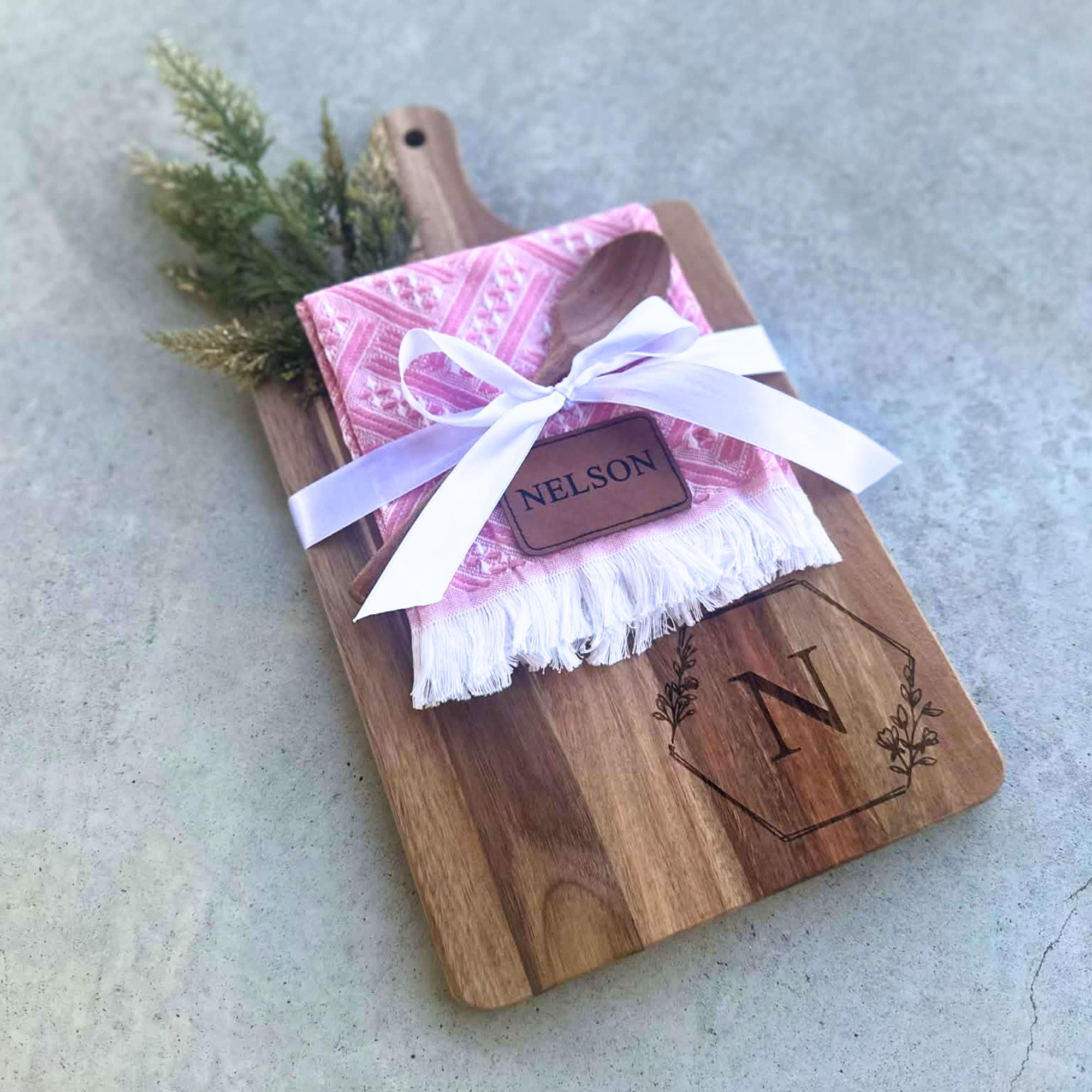 Personalized Wooden Serving Board & Spoon Gift Set