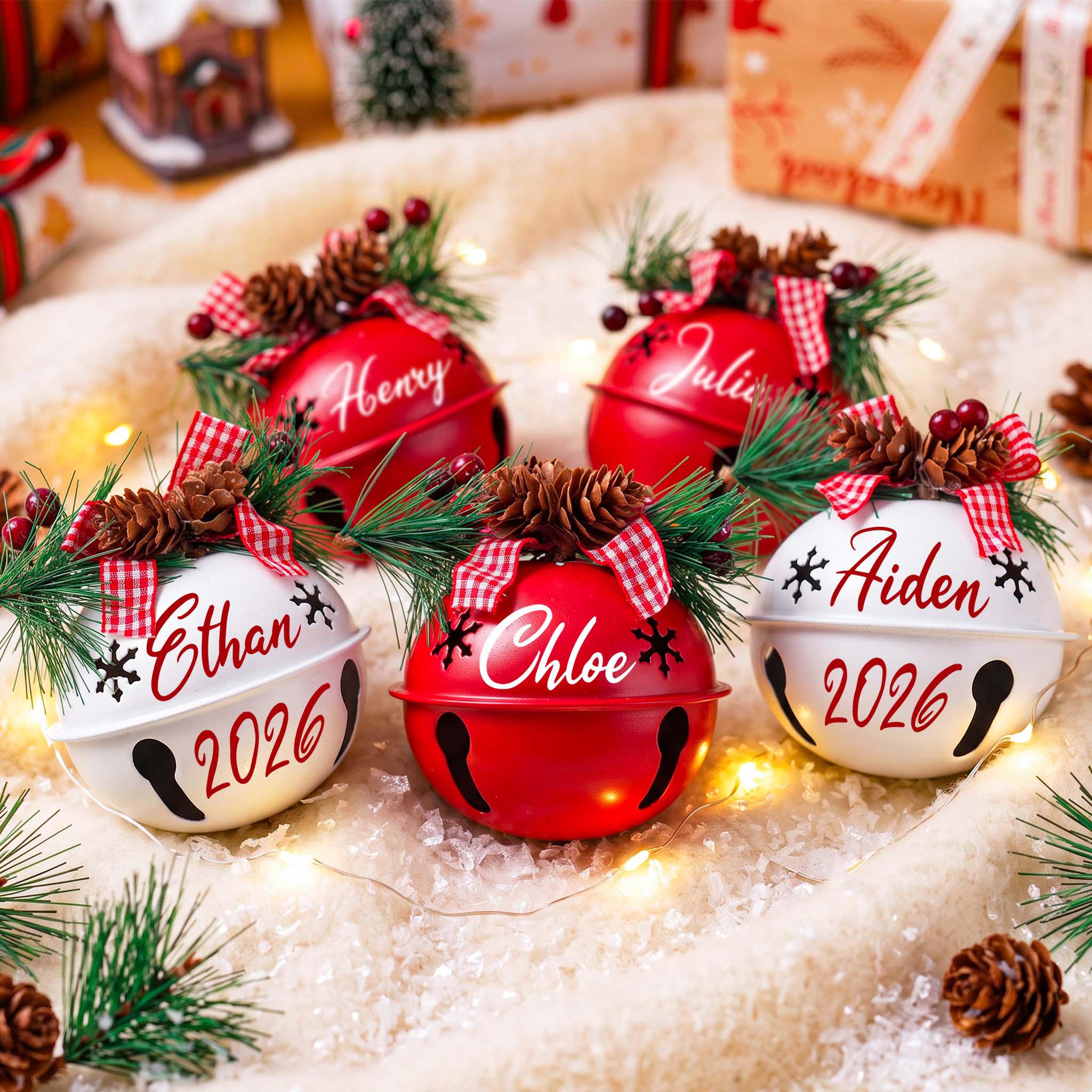 Personalized Christmas Bell Ornaments – Custom Name & Year Holiday Tree Decoration