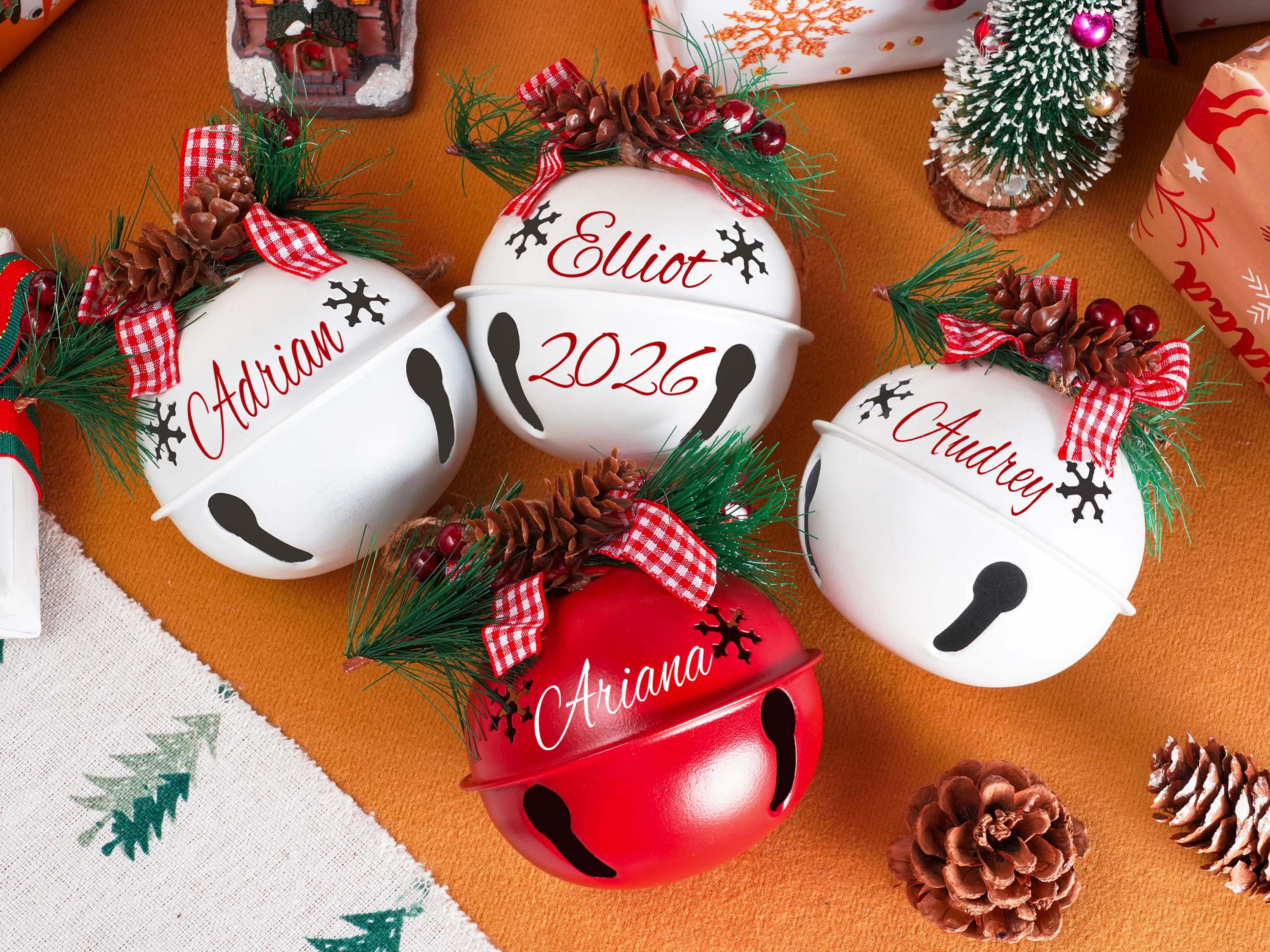 Personalized Christmas Bell Ornaments – Custom Name & Year Holiday Tree Decoration