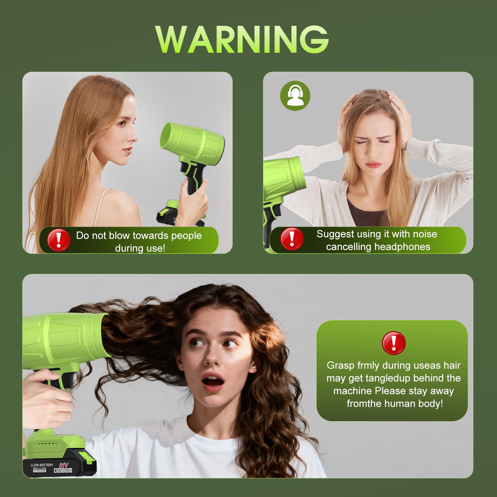 Portable Cordless Leaf Blower 21V Rechargeable Handheld Turbo Air Blower for Car Drying Dust Leaves Cleaning
