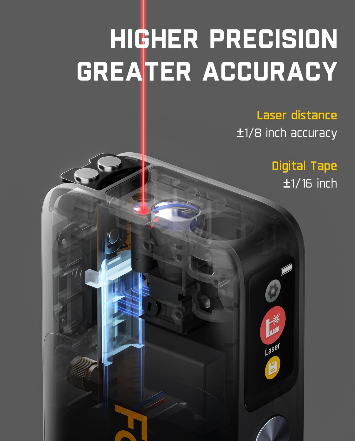 Fanttik A10 Pro Laser Tape Measure, 2-in-1 Digital Laser Distance Meter with LCD Display
