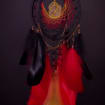 Gothic Black Red Feather Dreamcatcher with Crystal Stone