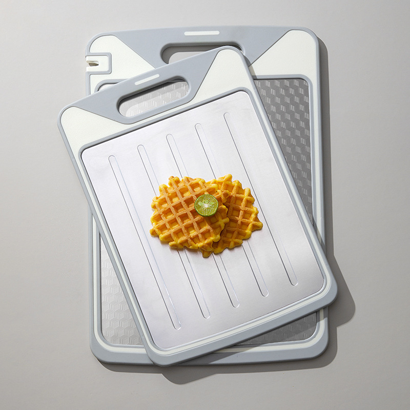 Double Sided Cutting Board, Stainless Steel & Food-Grade Plastic Chopping Board