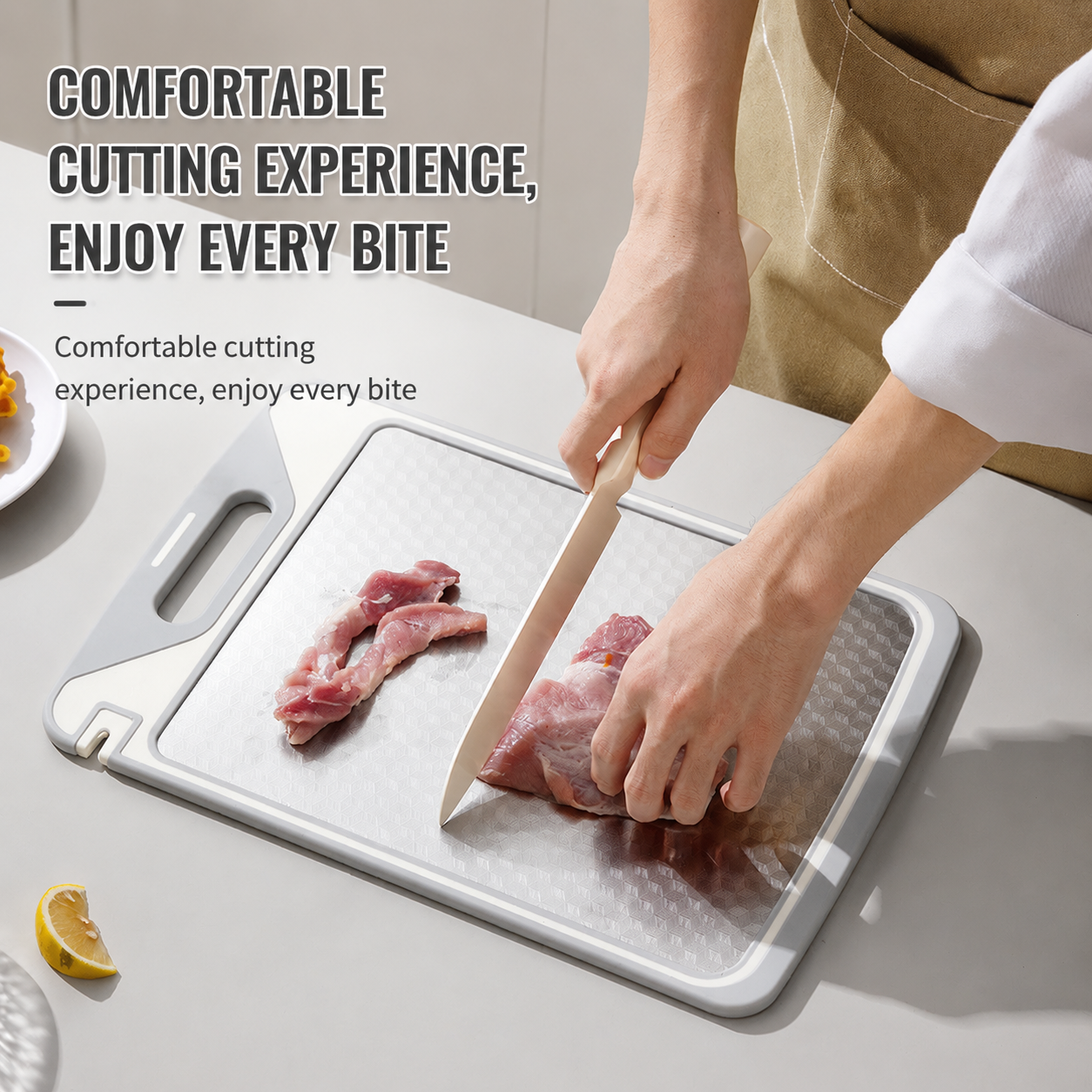 Double Sided Cutting Board, Stainless Steel & Food-Grade Plastic Chopping Board