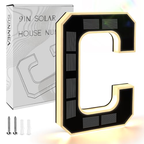 Solar LED House Numbers with Intelligent Light Control, IPX4 Waterproof Illuminated Address Sign