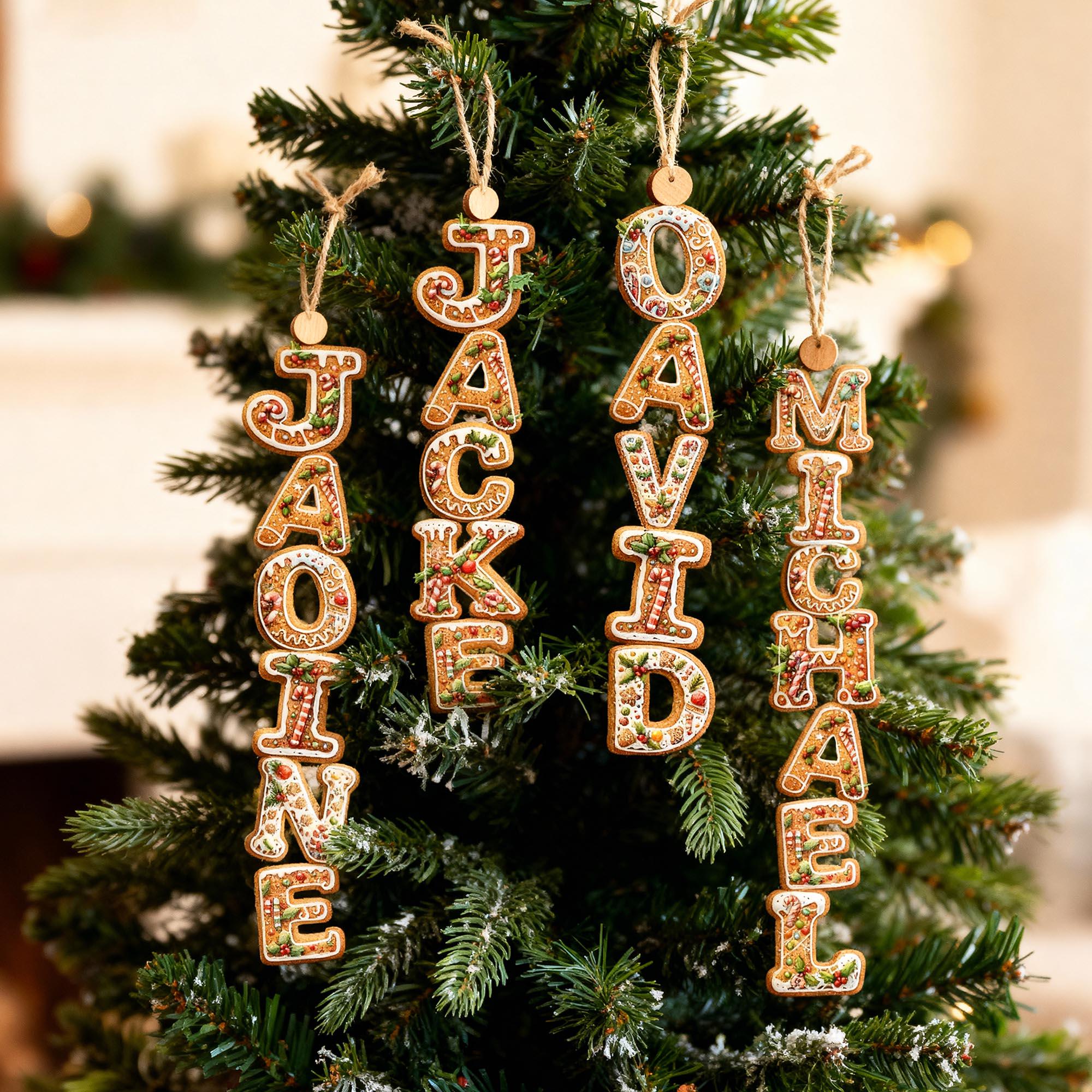 Personalized Christmas Name Ornaments – Festive Wooden Tree Hanging Decorations