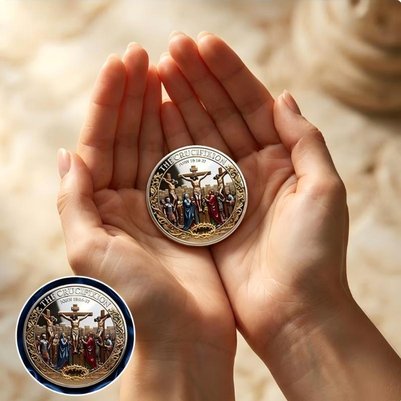 Jesus Crucifixion Christian Challenge Coin, Religious Collectible Faith Gift