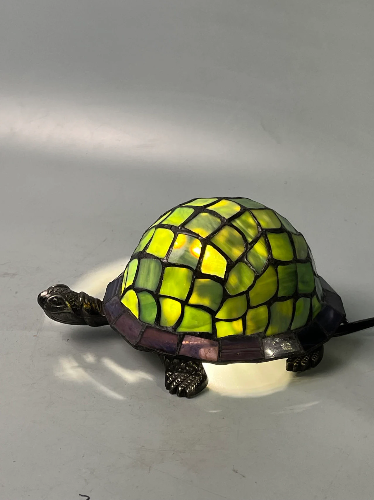 Turtle Shell Mosaic Table Lamp – Handmade Vintage Turtle Night Light