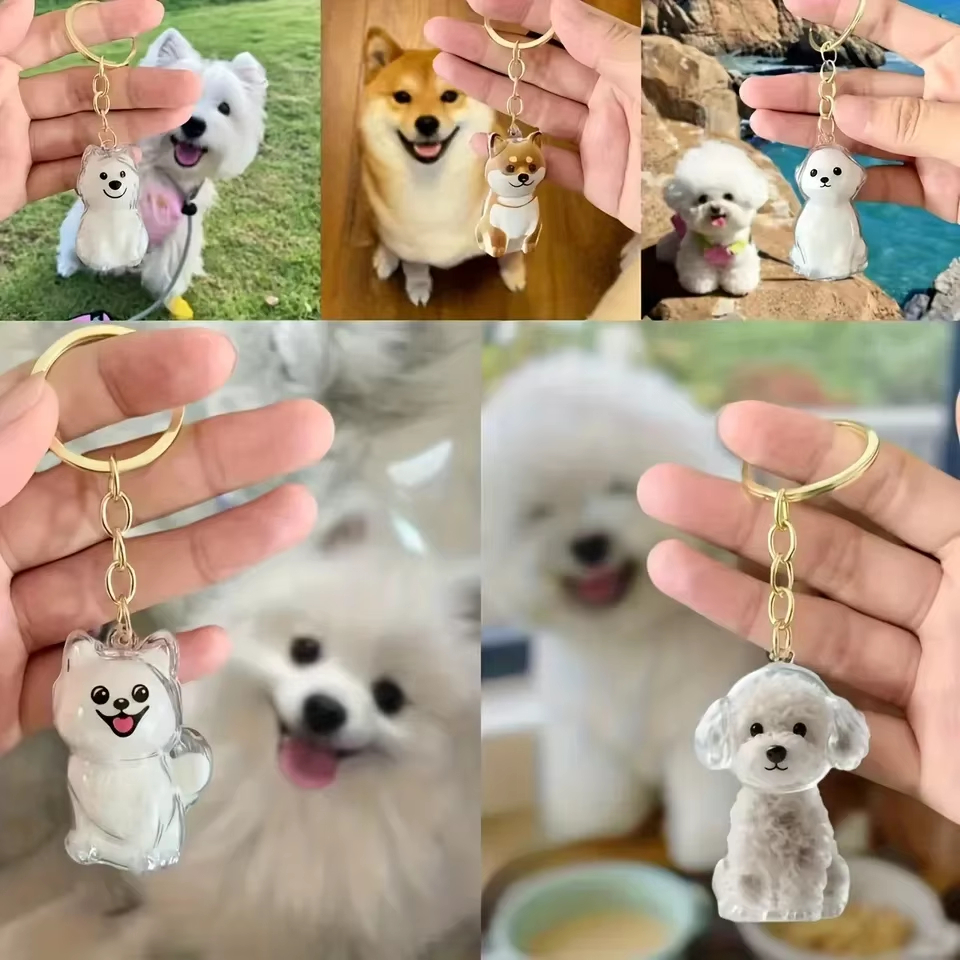 Cute Dog Keychain, Cartoon Puppy Acrylic Keychain, Kawaii Pet Bag Charm for Keys Backpack Purse