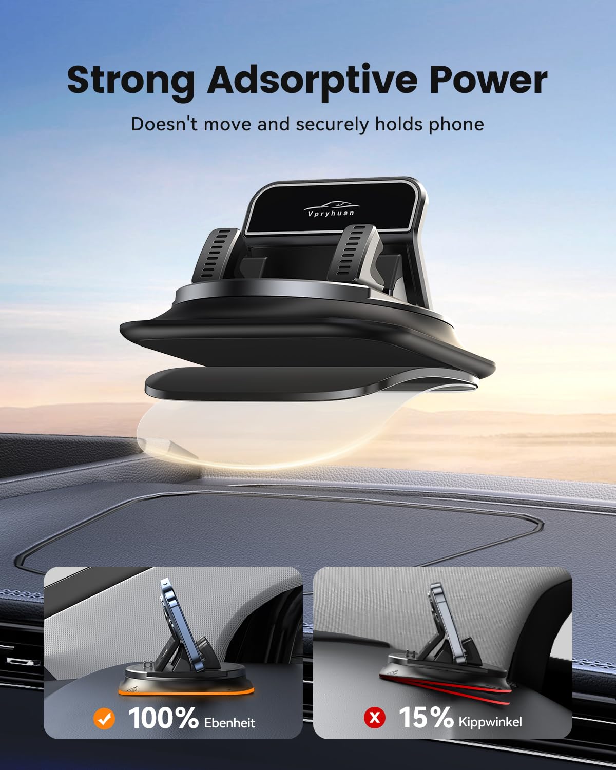360° Rotatable Car Dashboard Phone Holder, Anti-Slip Silicone Cell Phone Mount