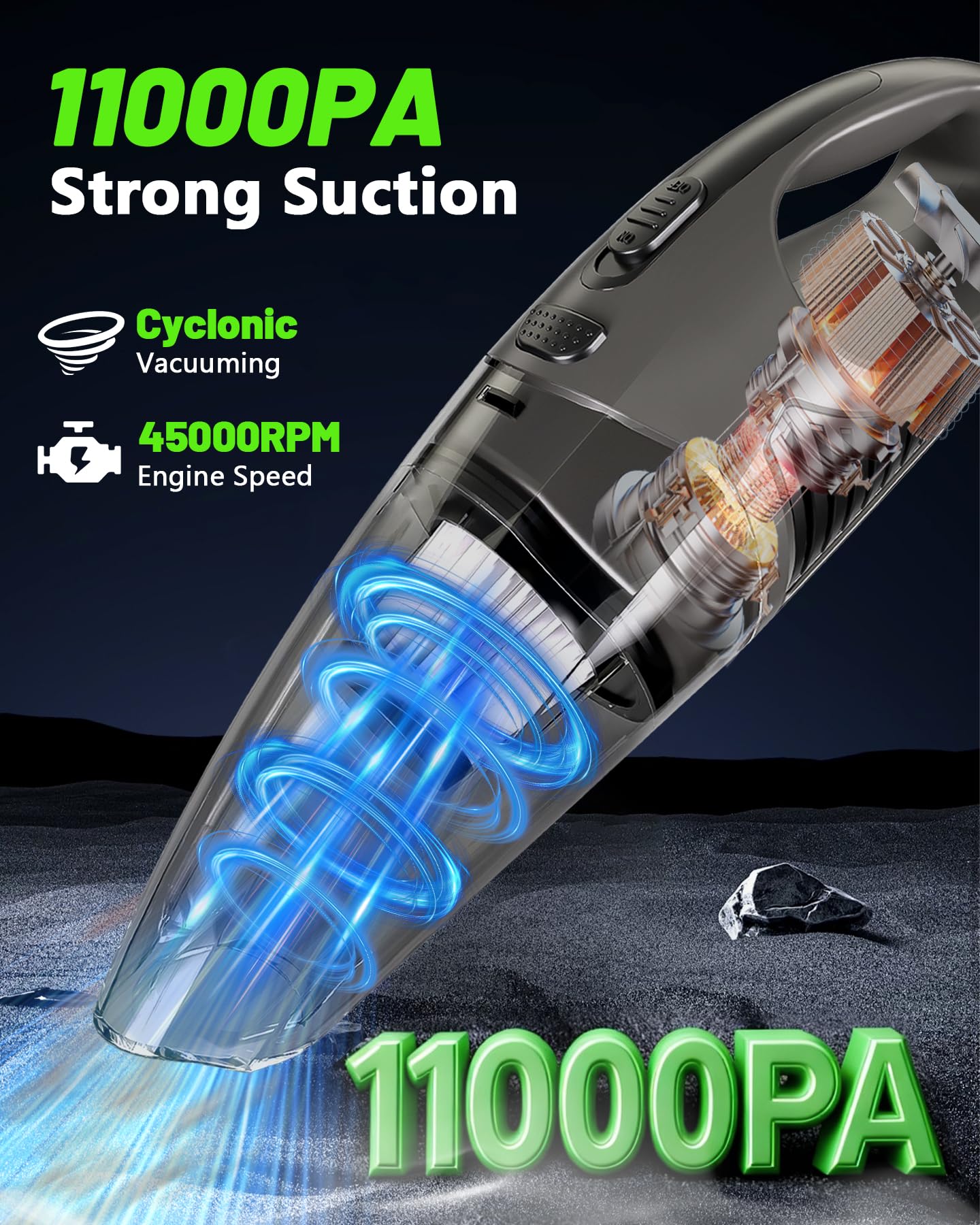 Cordless Handheld Car Vacuum, Rechargeable Wet Dry Mini Vacuum with HEPA Filters for Car Home Pet Hair