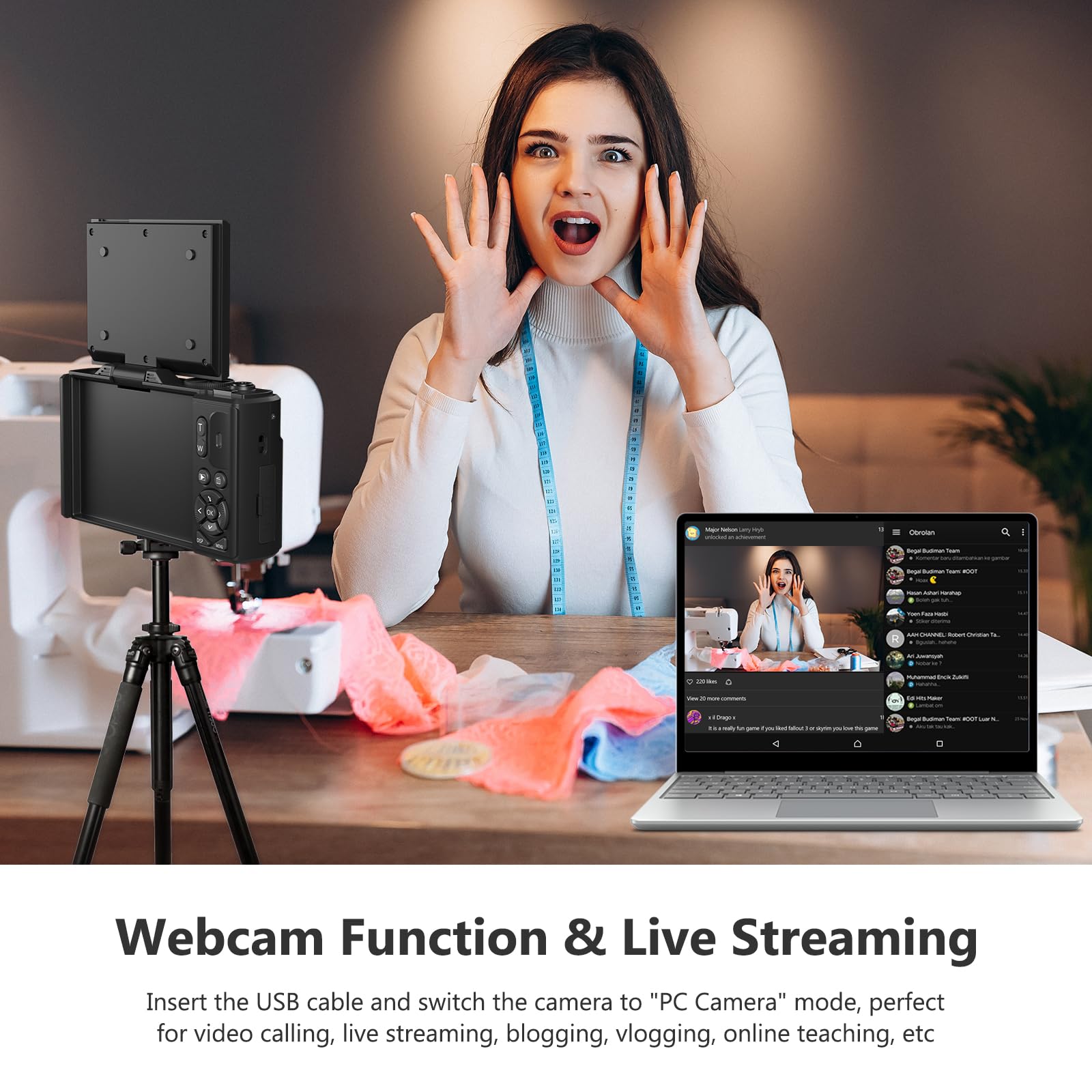4K Digital Camera, 64MP Flip Screen Vlogging Camera