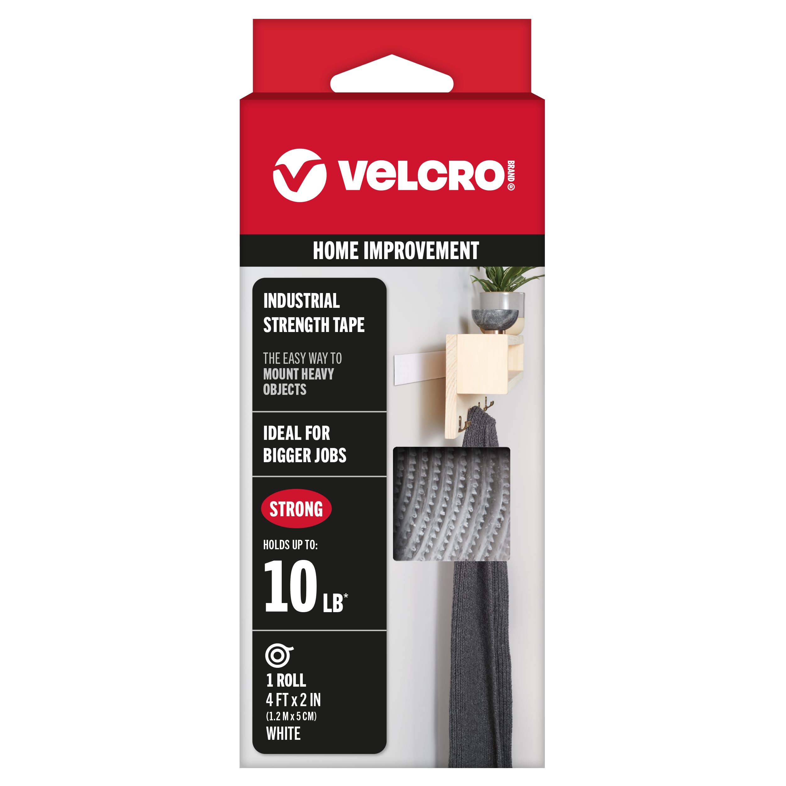 VELCRO Industrial Strength Self Adhesive Hook and Loop Strips, 8 Pack Holds 10lbs