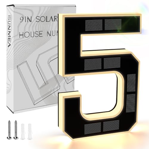 Solar LED House Numbers with Intelligent Light Control, IPX4 Waterproof Illuminated Address Sign