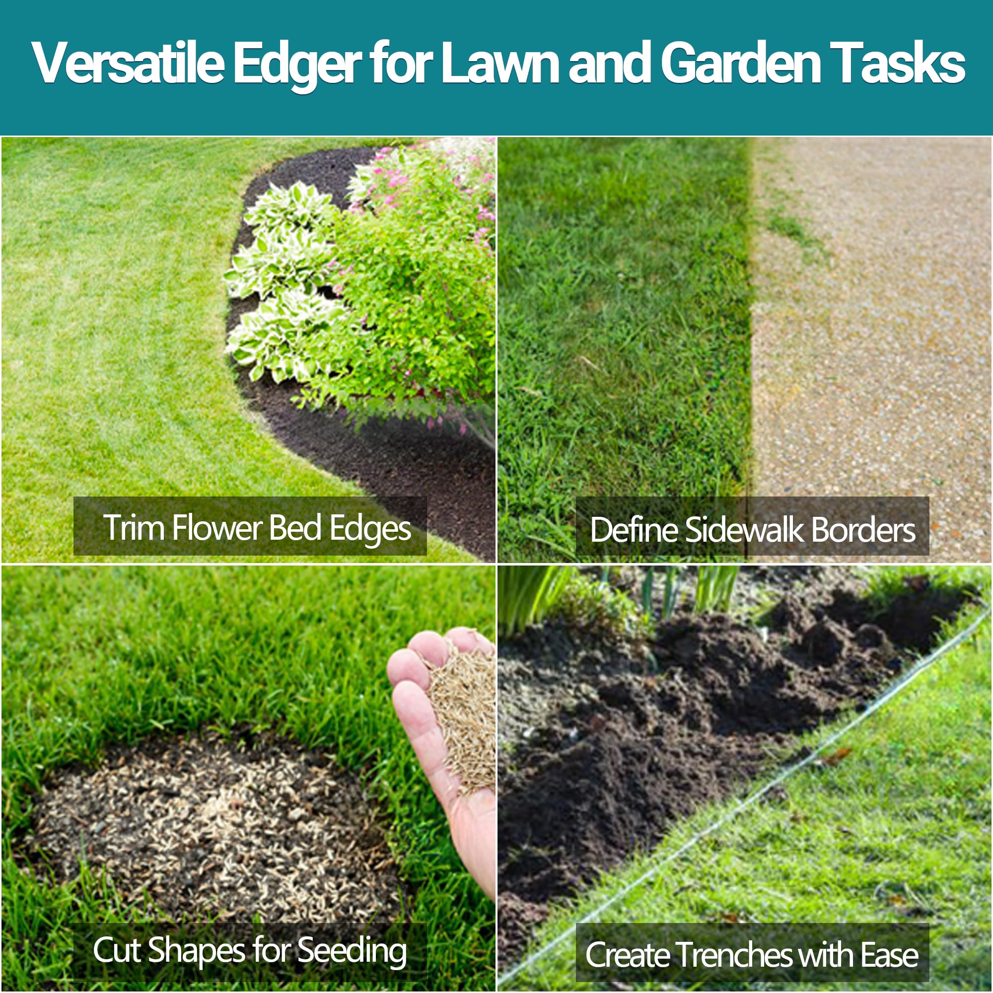Manual Lawn Edger Tool with Foot Plate, Heavy Duty Grass Border Cutter