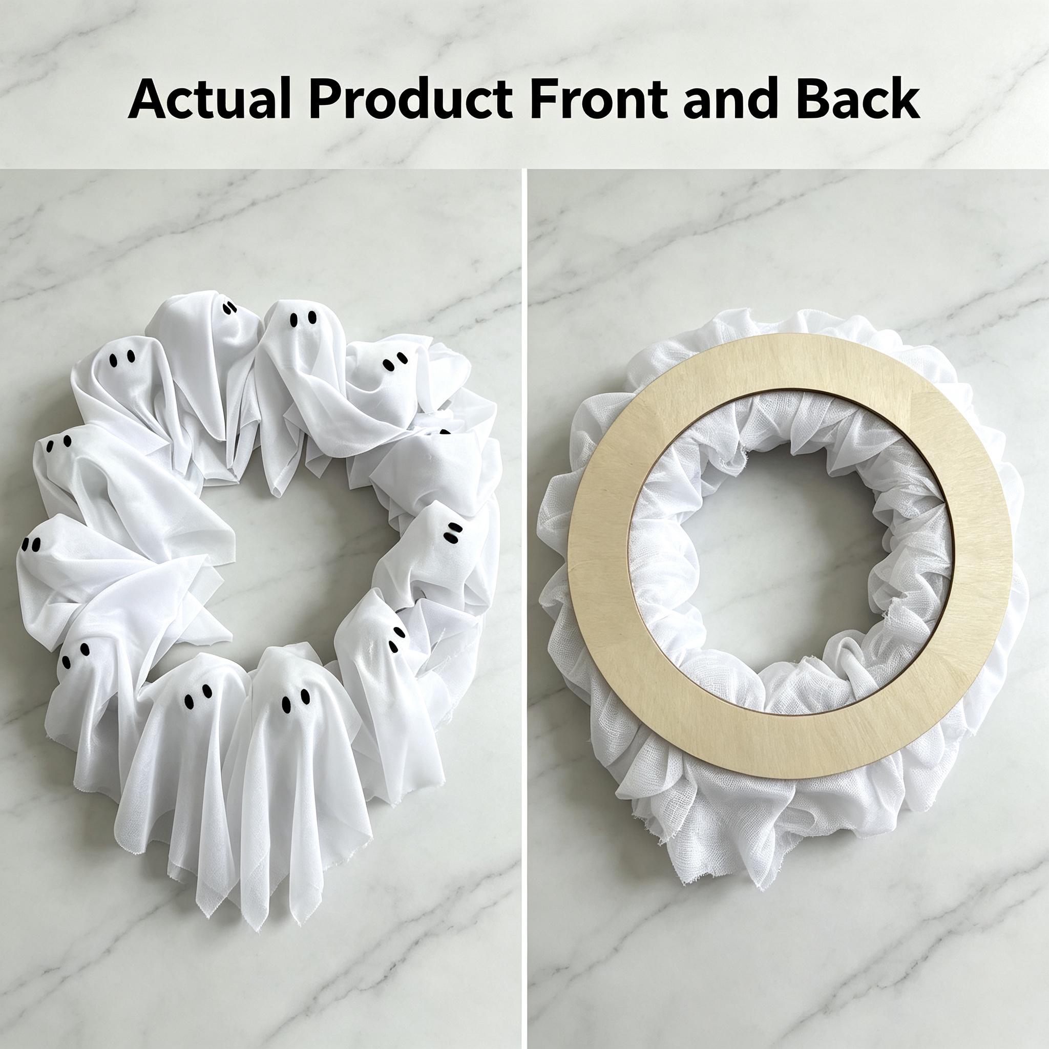 Lighted Ghost Wreath Halloween Door Decor