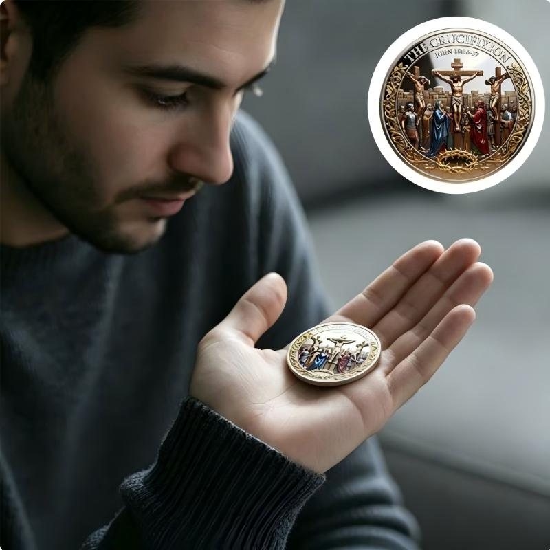 Jesus Crucifixion Christian Challenge Coin, Religious Collectible Faith Gift