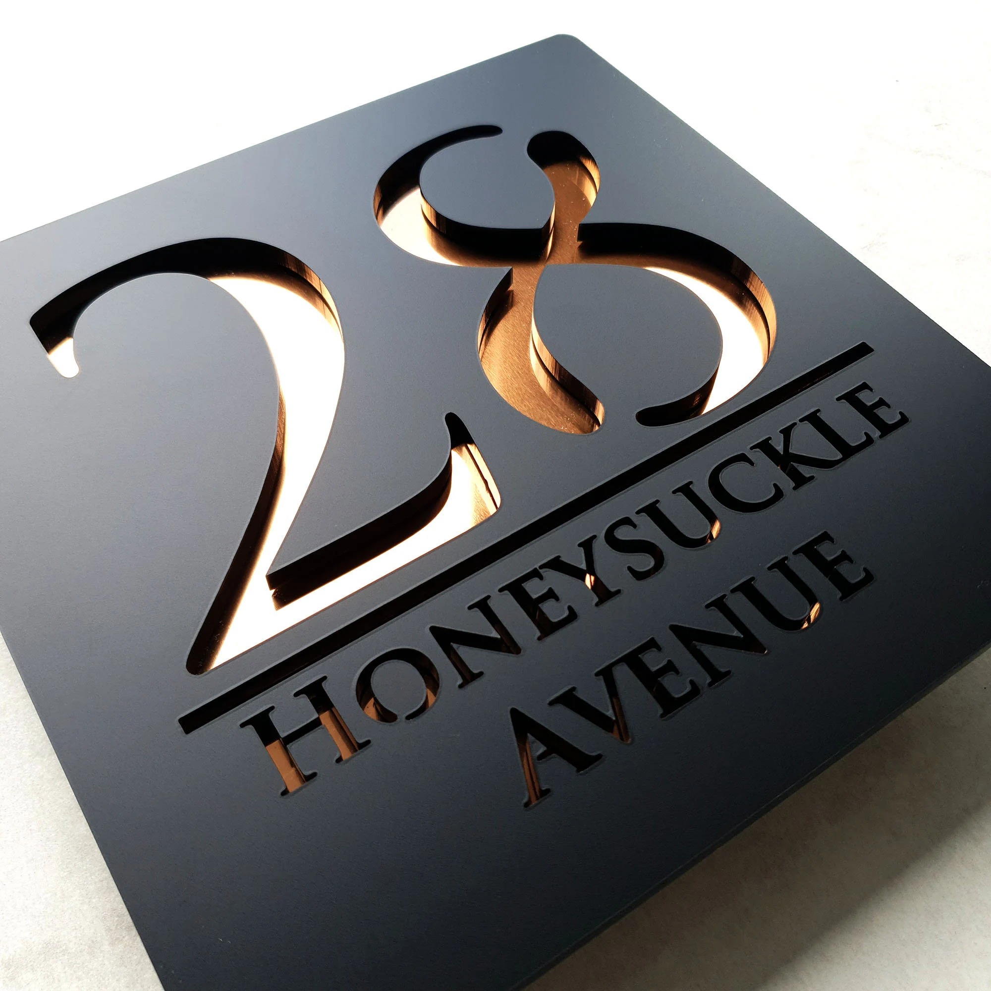 Custom LED Backlit House Number Address Plaque