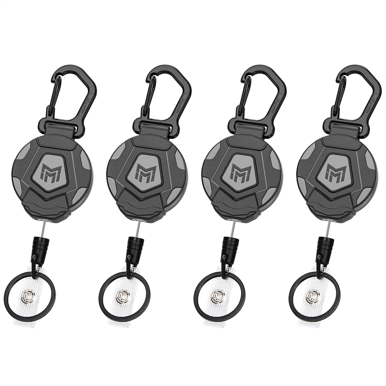 Retractable Keychain Clip, Heavy Duty Badge Reel with Carabiner, Anti-Lost Key Holder for Keys ID Cards & Work Badge