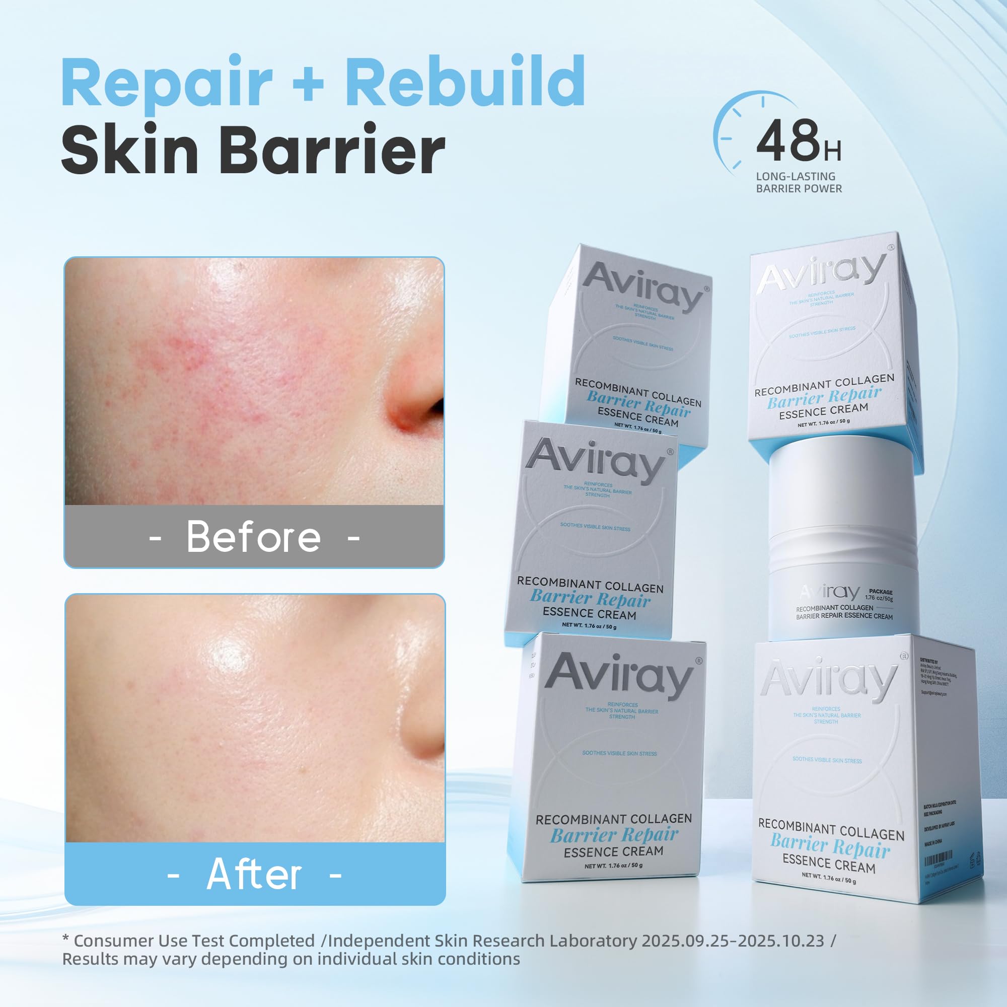 Aviray Recombinant Collagen Barrier Repair Face Cream, Hydrating Facial Moisturizer 50g
