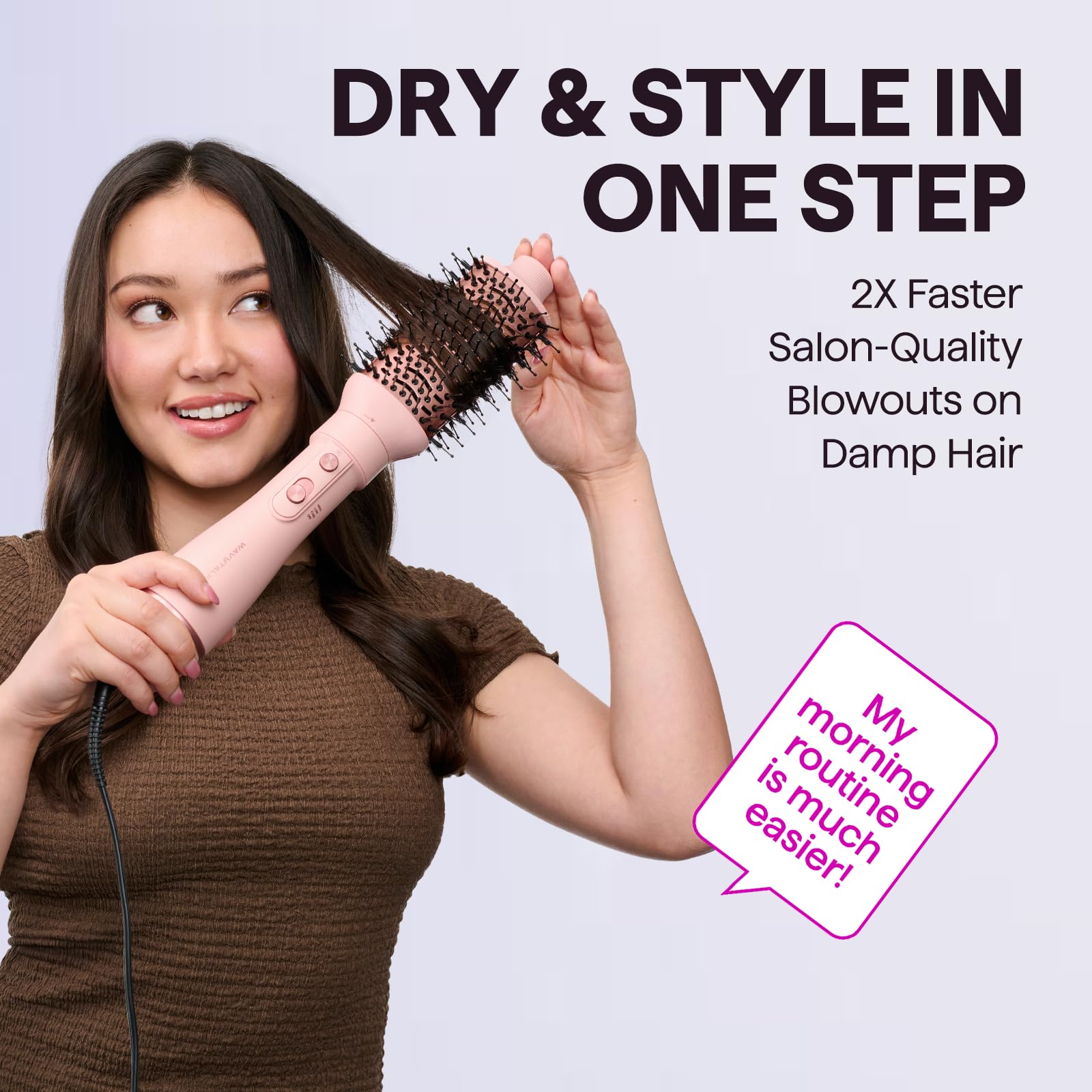 5 in 1 Interchangeable Hot Air Brush, Ionic Hair Dryer & Styling Volumizer