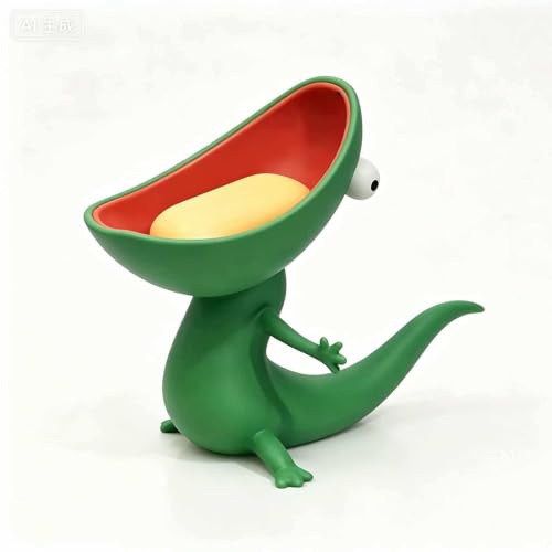 Funny Lizard Soap Dish, Self-Draining Bathroom Tray 
