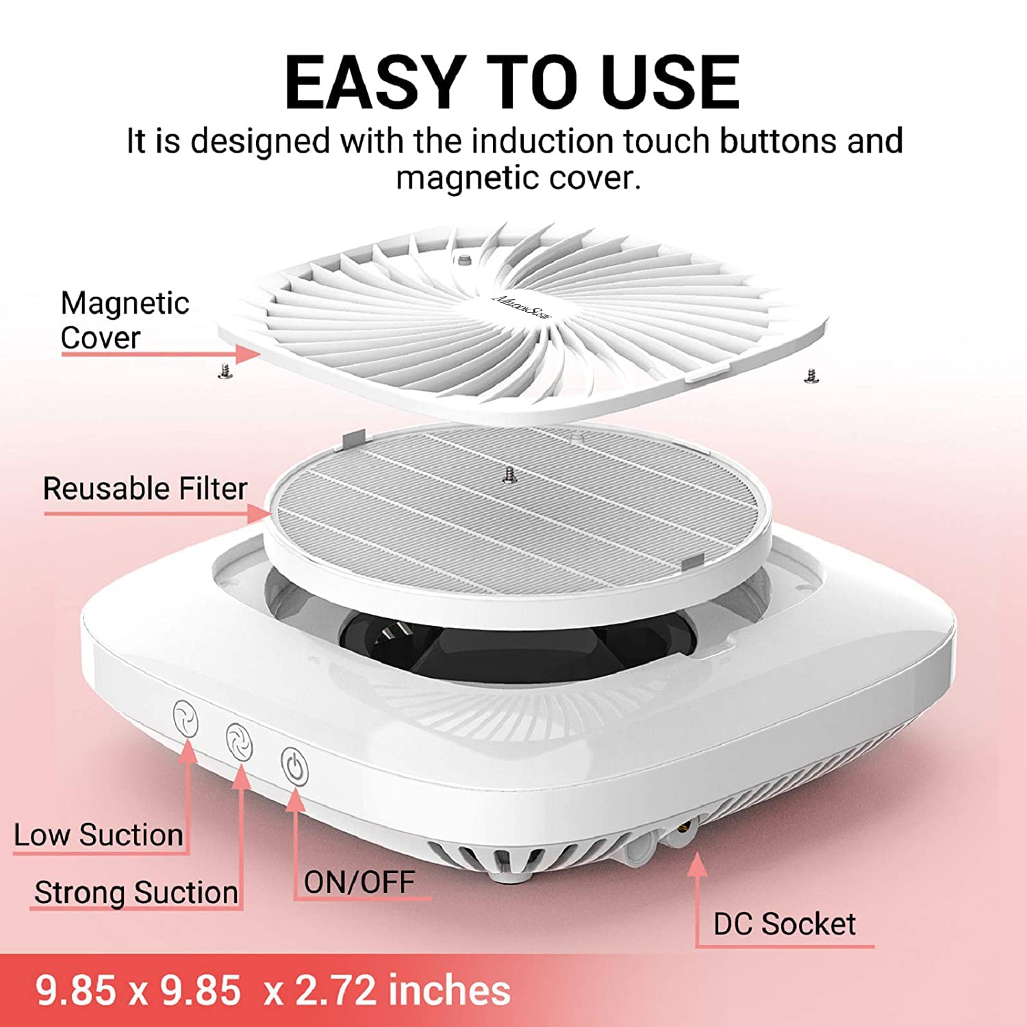 MelodySusie 2-Speed Nail Dust Collector Vacuum Fan