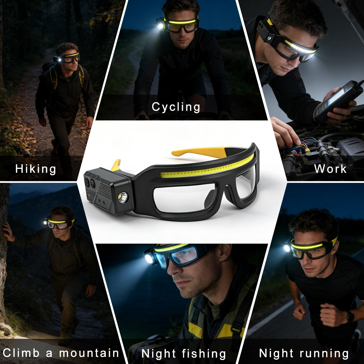 LED Glasses Headlamp with Motion Sensor