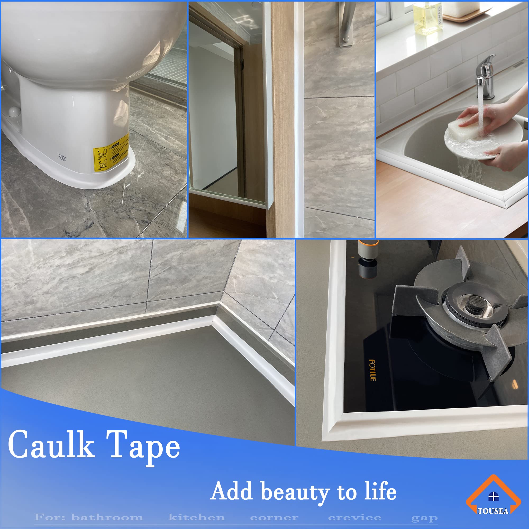 Bathroom Caulk Tape, Flexible Waterproof Gap Sealer for Toilet Base Wall Corner