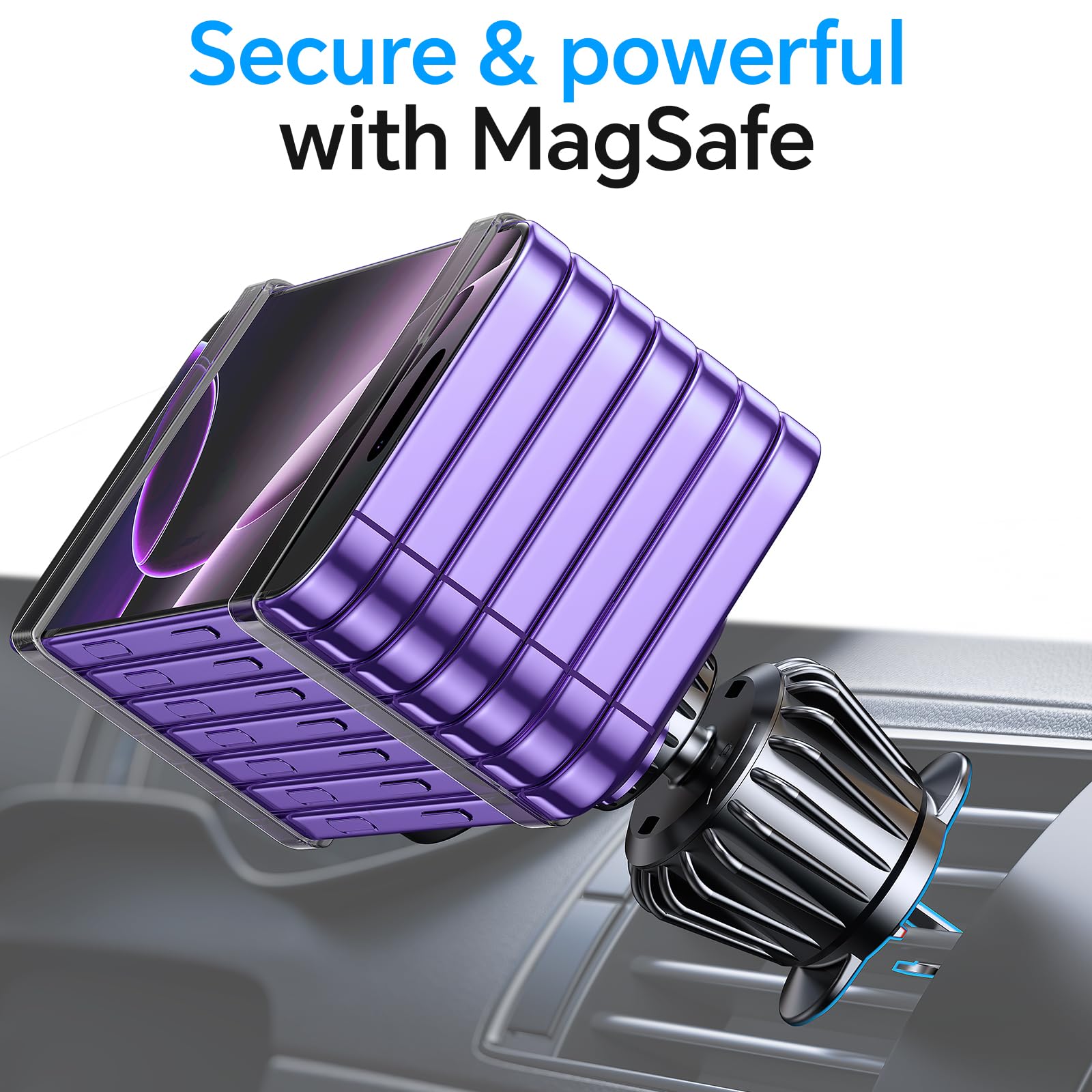 MagSafe Magnetic Car Phone Mount, 2-in-1 Dashboard & Air Vent 360° Rotation Car Holder for iPhone MagSafe Case