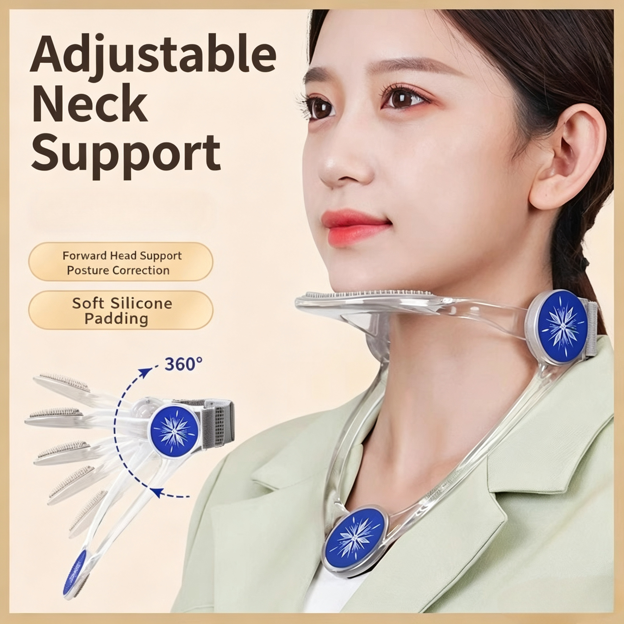 Kids Neck Posture Corrector, Adjustable Foldable Cervical Support Brace for 6-11 Years Old, Forward Head Correction Collar for Studying Reading