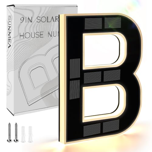 Solar LED House Numbers with Intelligent Light Control, IPX4 Waterproof Illuminated Address Sign