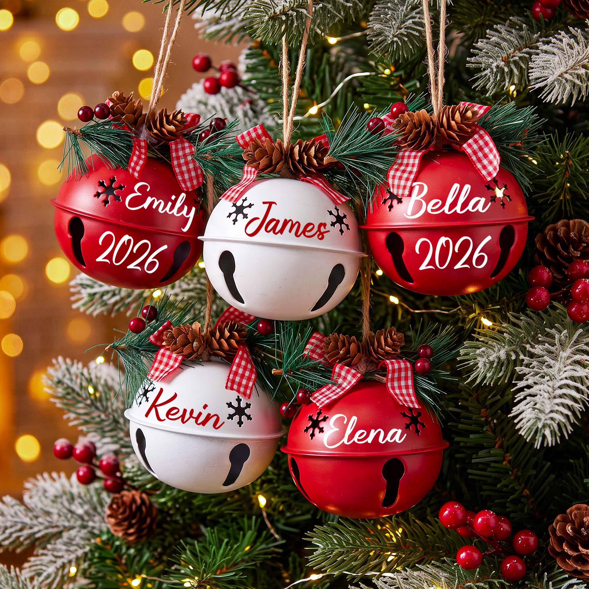 Personalized Christmas Bell Ornaments – Custom Name & Year Holiday Tree Decoration