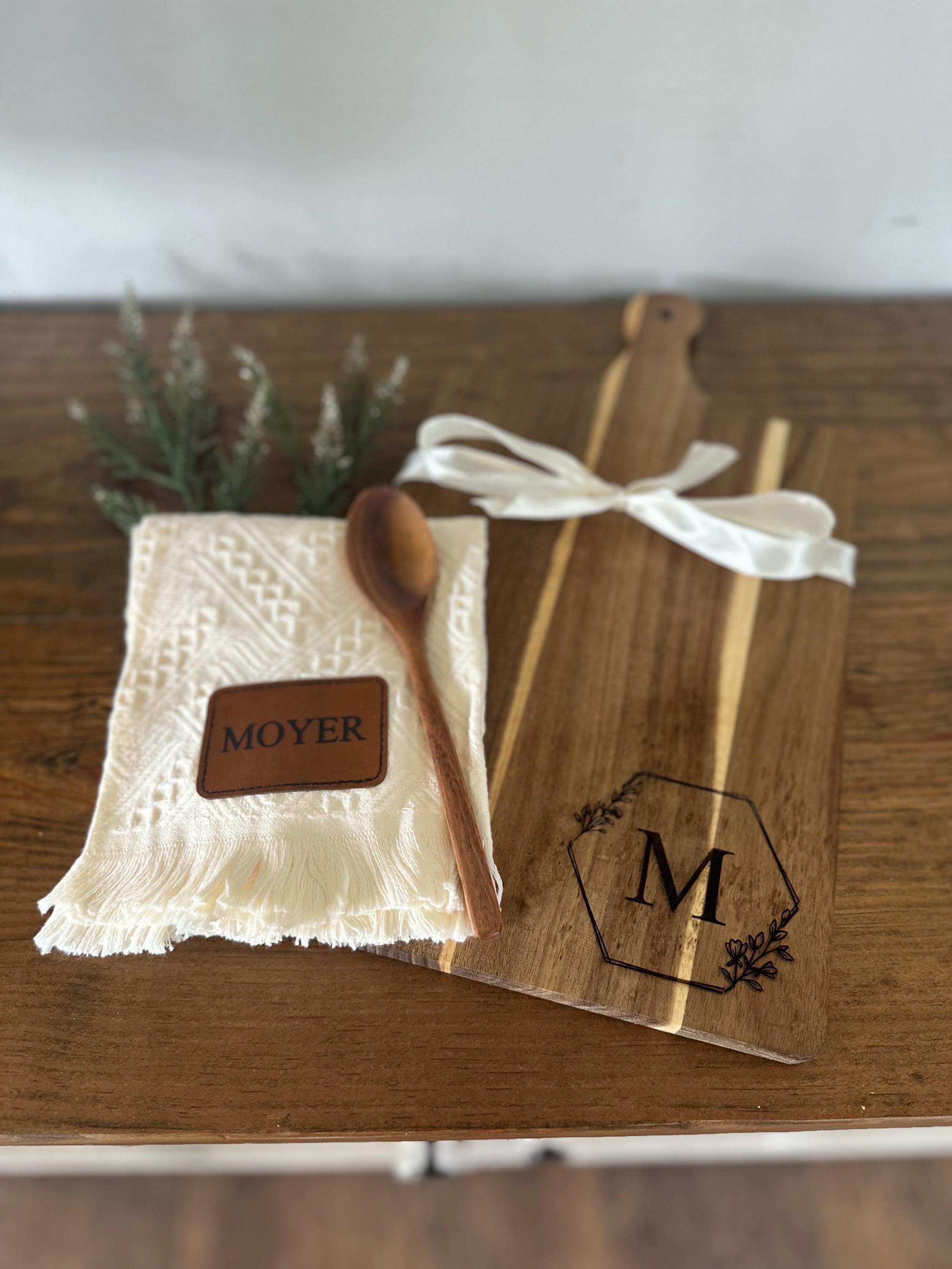Personalized Wooden Serving Board & Spoon Gift Set