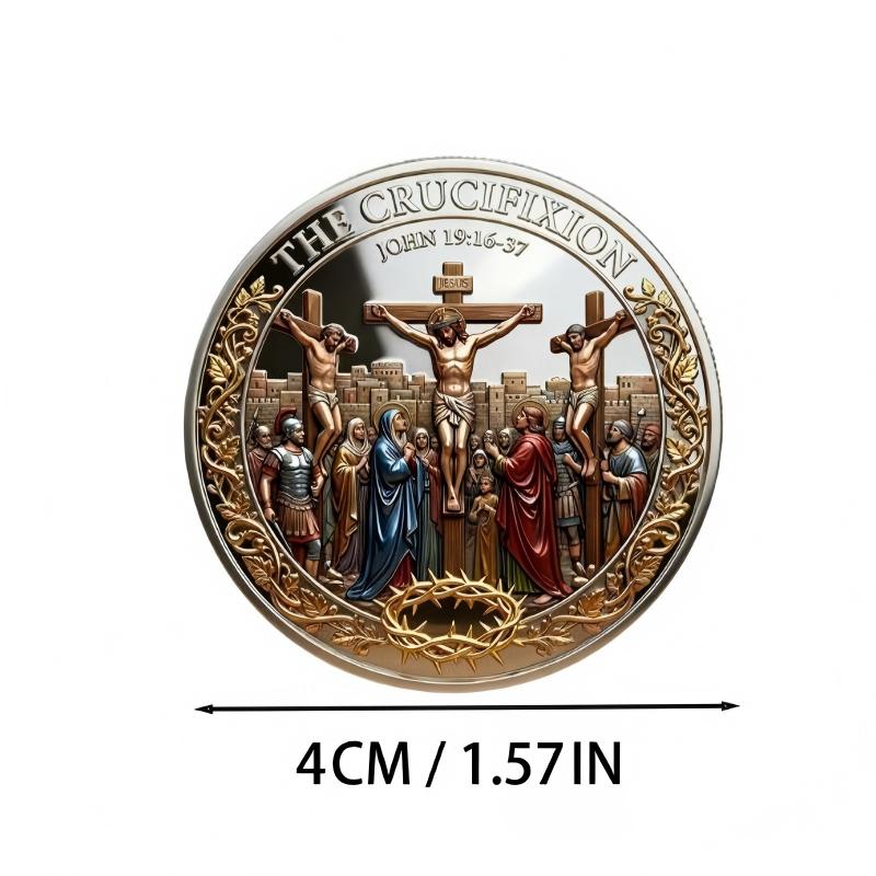 Jesus Crucifixion Christian Challenge Coin, Religious Collectible Faith Gift