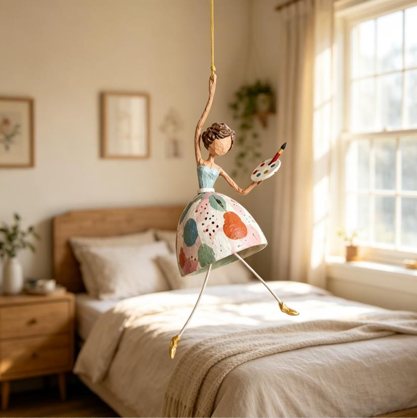 Handcrafted Hanging Garden Lady Figurine – Whimsical Floral Home Decor