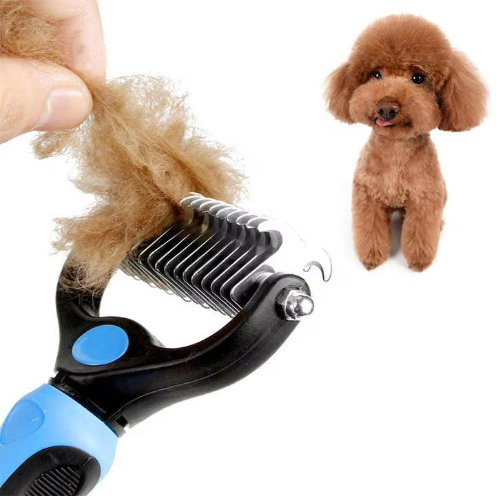 Double Sided Pet Dematting Comb, Dog & Cat Grooming Brush for Matted Tangled Hair