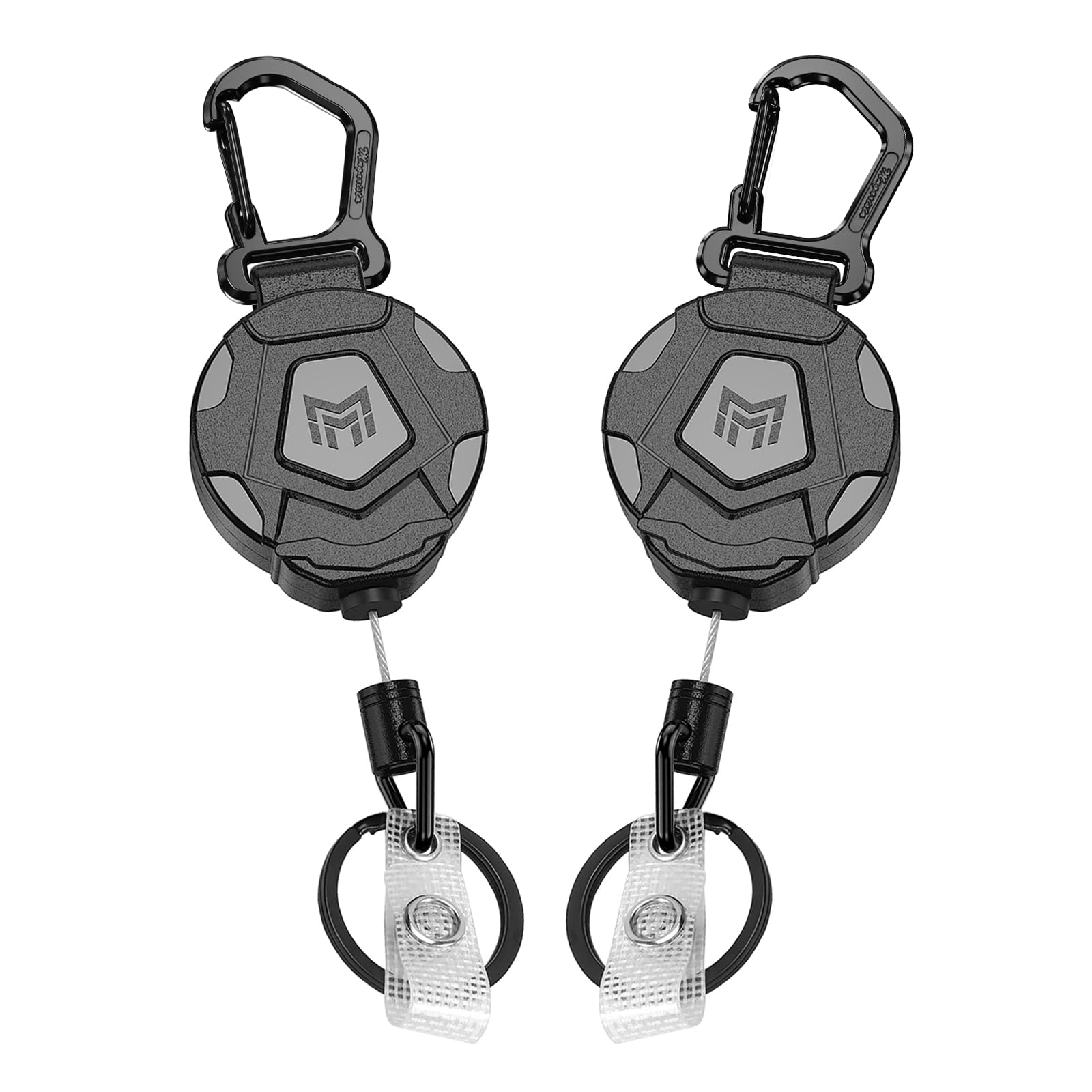 Retractable Keychain Clip, Heavy Duty Badge Reel with Carabiner, Anti-Lost Key Holder for Keys ID Cards & Work Badge