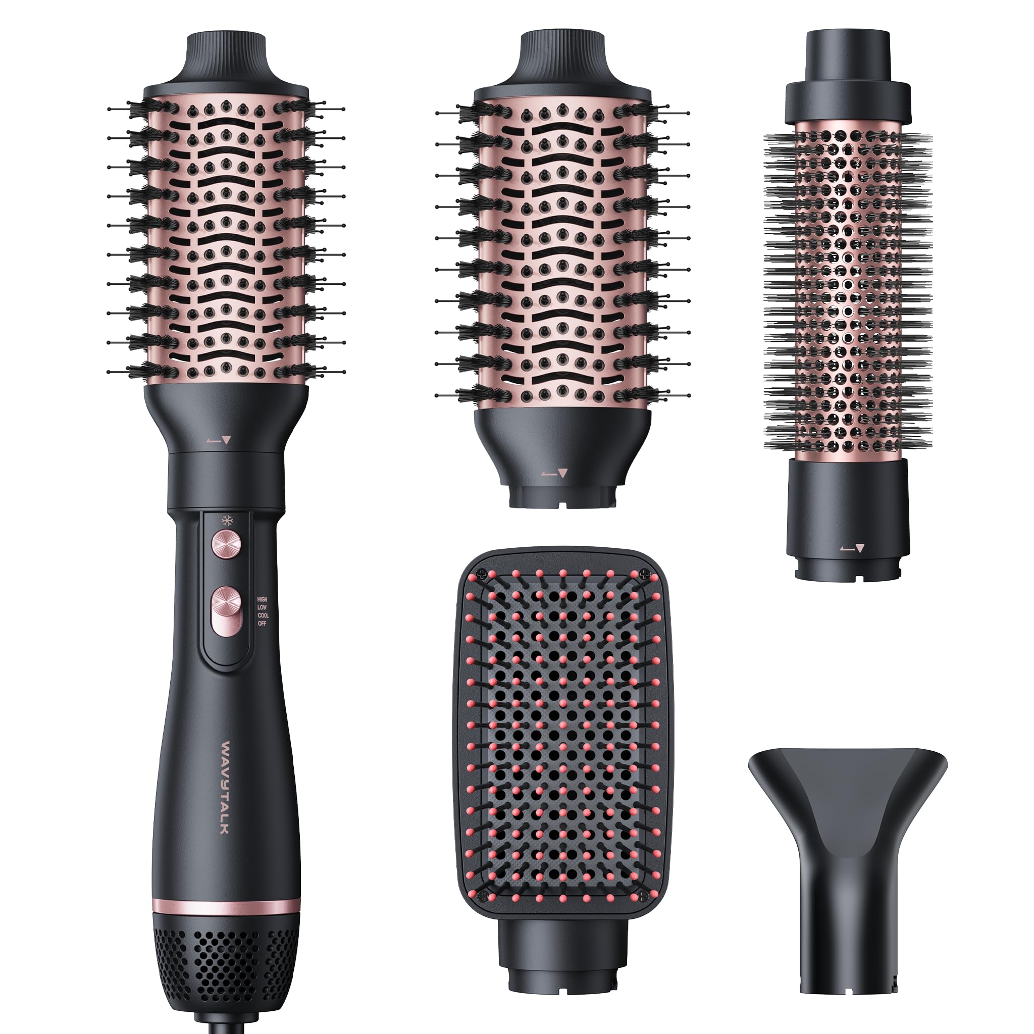 5 in 1 Interchangeable Hot Air Brush, Ionic Hair Dryer & Styling Volumizer